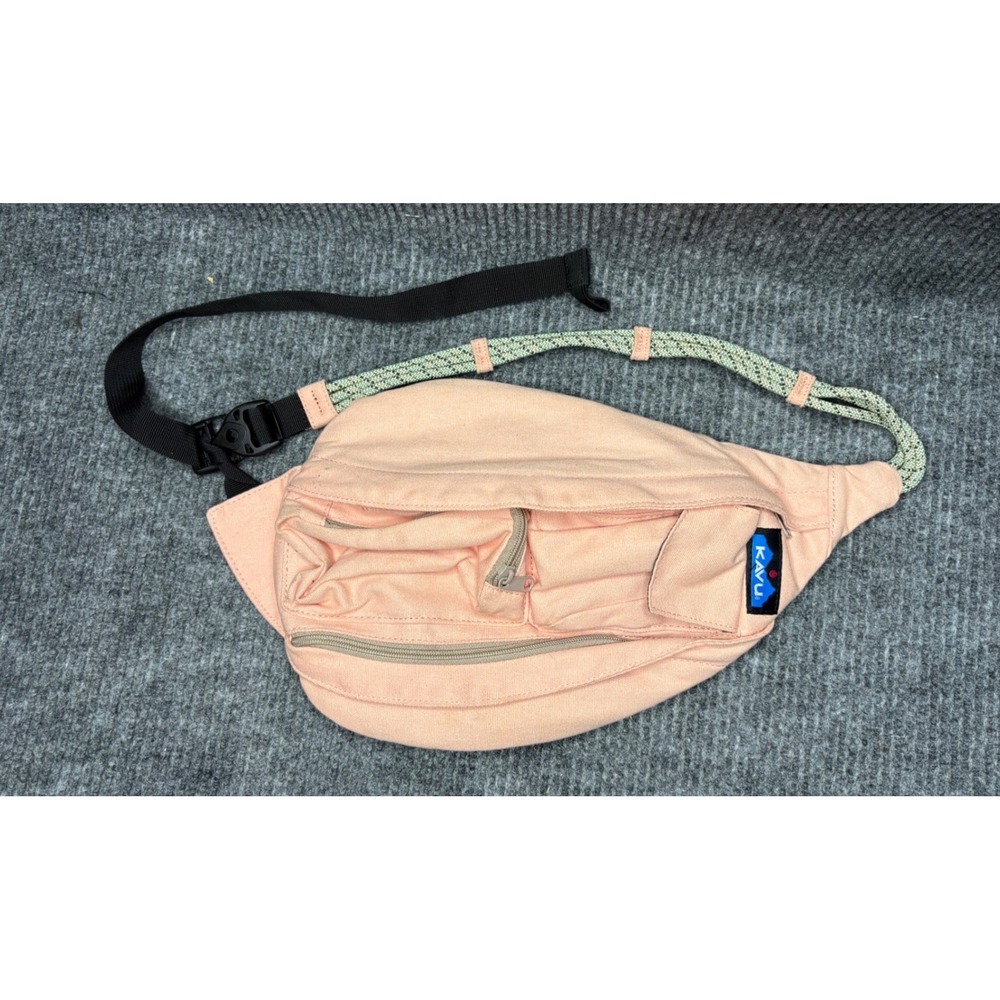 KAVU Crossbody Rope Sling Bag Backpack Adjustable Cotton Coral Peach Dreamsicle